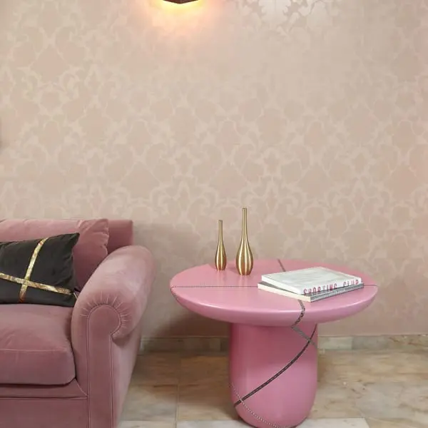 Marquetry Mania Low Table Pink by Nada Debs - The Invisible Collection