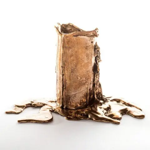 Melted Bronze Candle Holder N°1 - Natural bronze