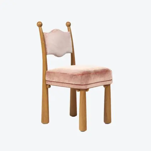 Mawu Chair Velvet - Dedar - Romeo & Giulietta, Rosa Cipria, Golden Oak Satin Finish