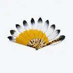Éventail Plumes Graphiques Asymétrique Doré