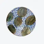 Green Leaves Blue Dessert Plate