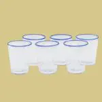 Set of 6 Crystal Glasses with Blue Rim Summer