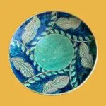 Assiette Feuilles Turquoise