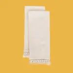 Set of 2 Hand towels with short fringe Cream