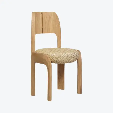 Chaise Akar Chêne - Métaphores Le Crin, Palanque -Jade, Atelier Pendhapa - Chêne Naturel, Finition finement texturée