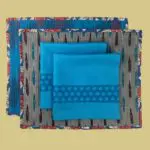 Lot de 2 Sets de Table Ikat Breakfast avec 2 serviettes Rattan Weave