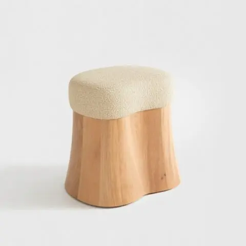 Rose Stool - Dedar, Candy Cotton - Naturale, F01 - Natural Chestnut