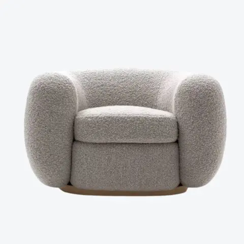 Ecume Armchair - Without swivel base, Dedar, A Soft Place - Teddy, Natural Beech