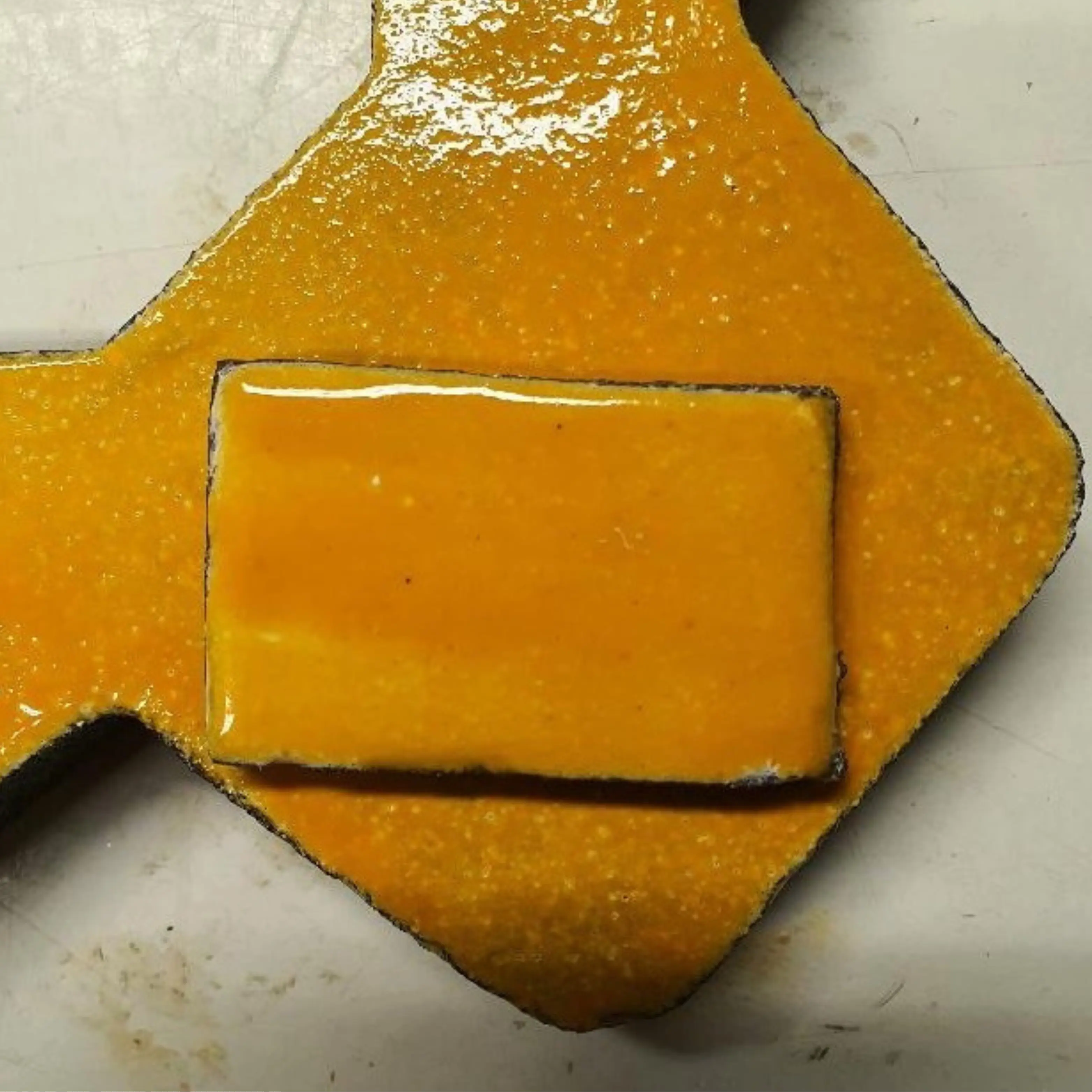 Dark Brown Stoneware Glazed - Yellow
