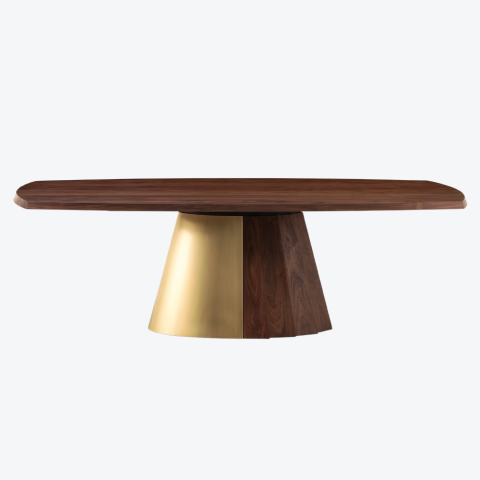Table Orion Laiton - Grand, Noyer Huilé Danois, Laiton Poli