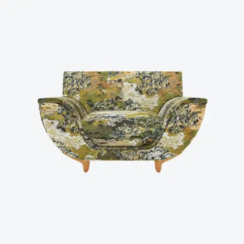 Ettore Armchair - Wood, Pierre Frey, Georges - Champagne