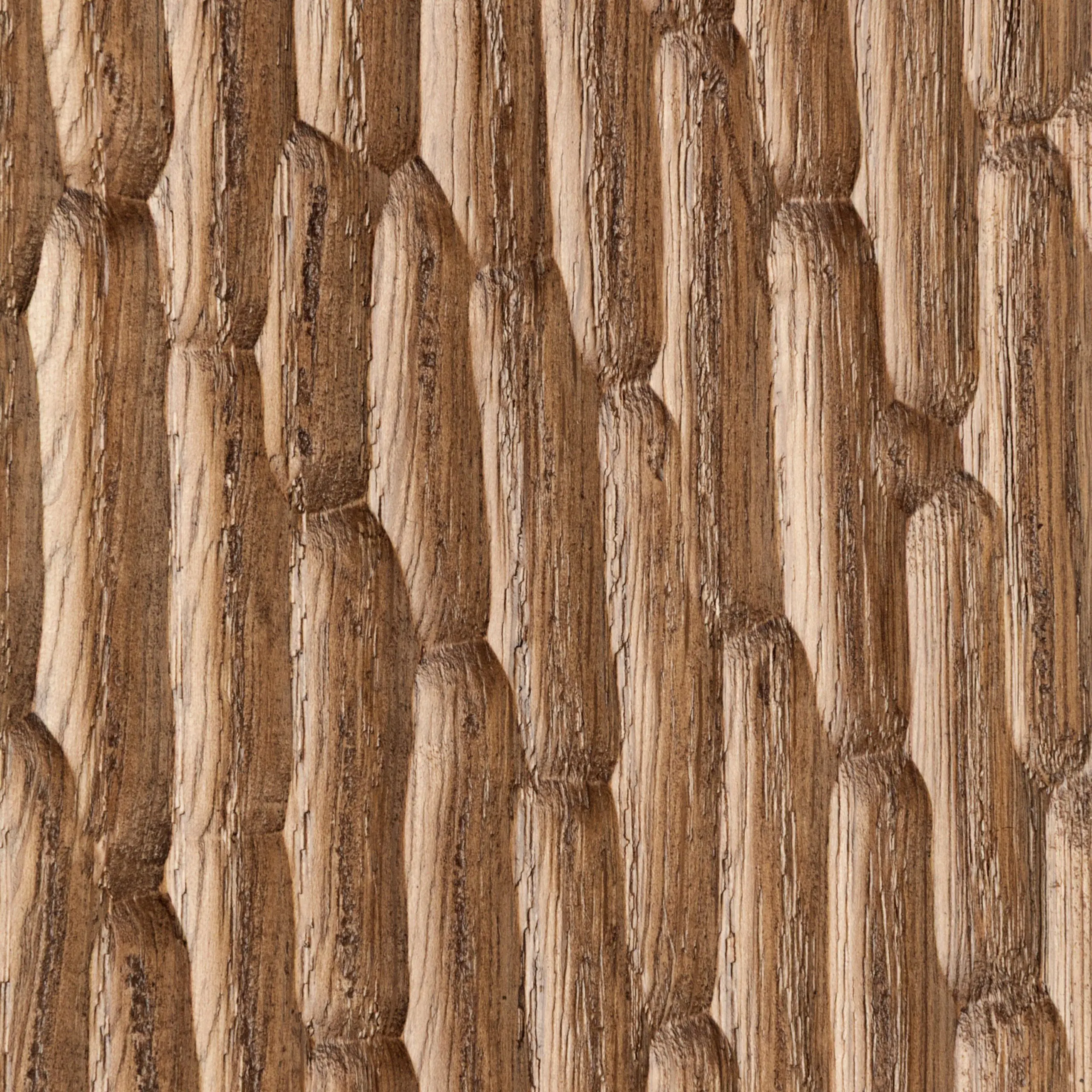 Brown Stained Gouged Oak Matt Varnish