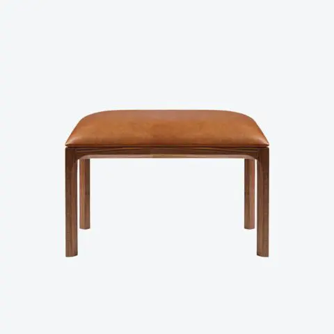 Entre Stool by Kai Kristiansen - Dagmar – Walnut, Small, Camo Leather, Genova - Cognac
