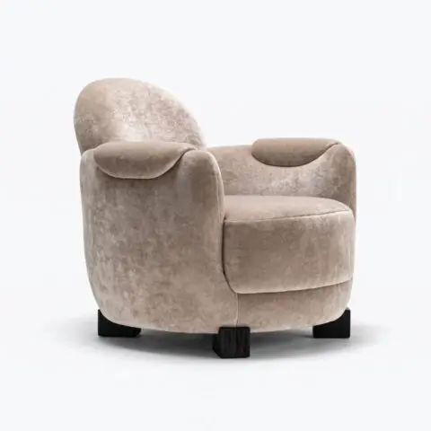 Grand Oval Armchair - Gouged Bronze Dark, Dedar, Atlas Novus - Notte