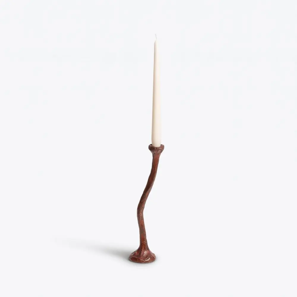 Alga Candle Holder Single Red Patina
