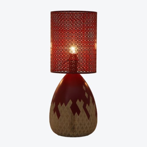 Sculpted Table Lamp Red