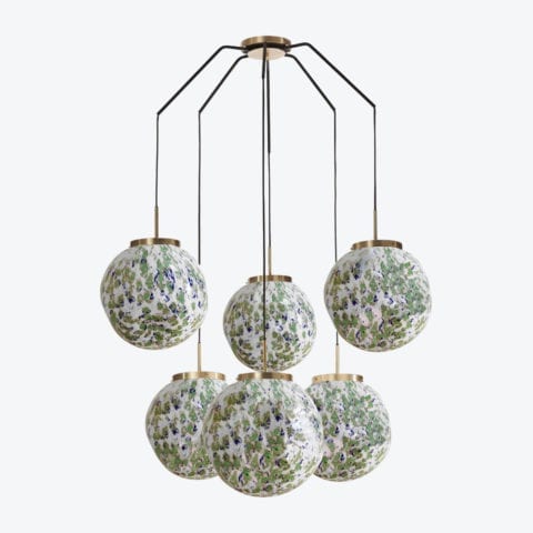 Ceiling Lamp King Sun Murano x6 Green And Blue