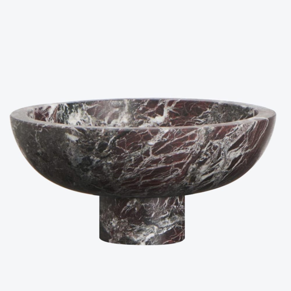 M1v Cherry Rosso Levanto Marble Taper Candleholder - Anacua House