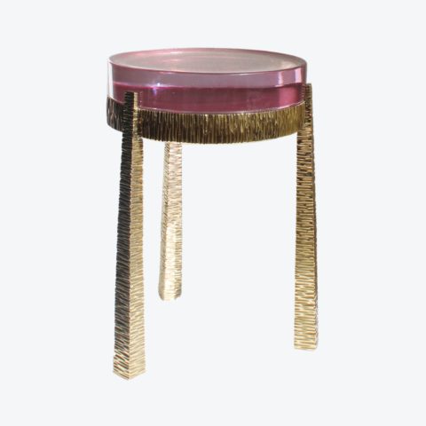 Mirra Side Table Pink Brass