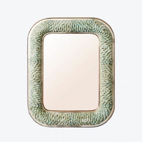 Rocaille Mirror Coral and Cyan Lava Stone