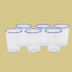 Set of 6 Crystal Glasses with Blue Rim Summer