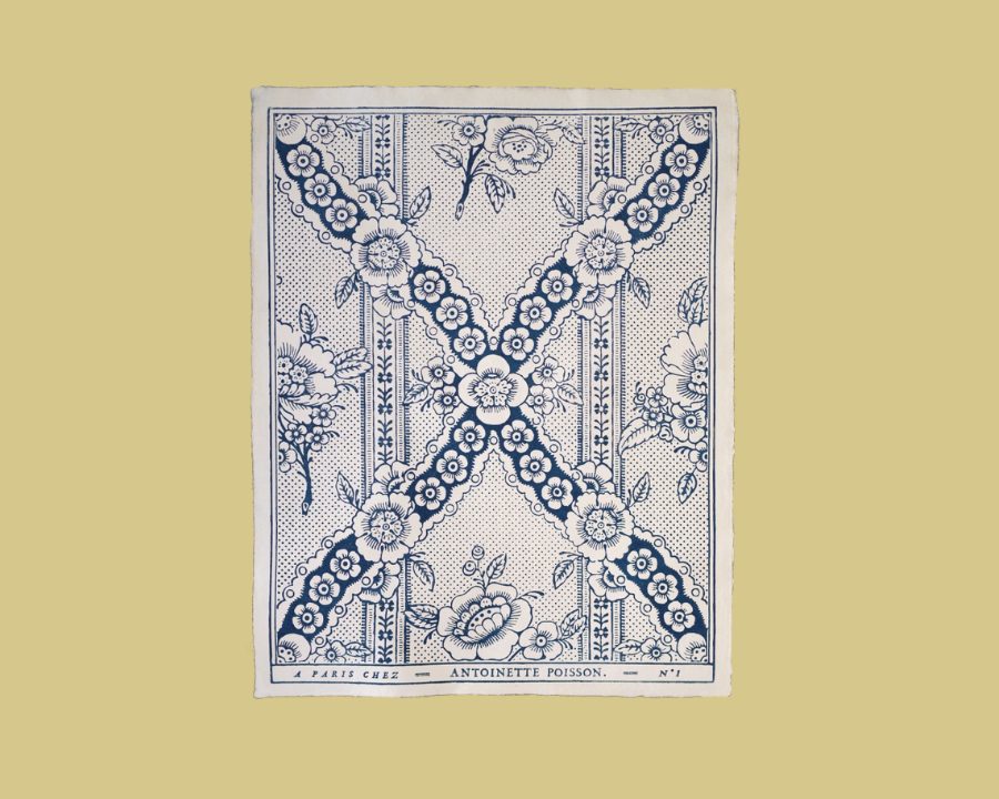 Papier Dominoté 'Guirlandes de fleurs' Bleu