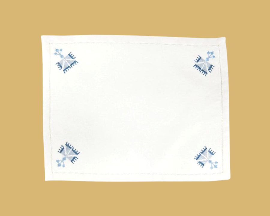Ottoman Carnation Placemat Navy Blue