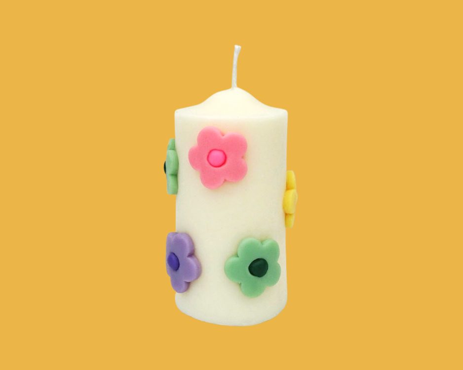 The Floral Pillar Candle Multi
