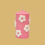 The Floral Pillar Candle Pink