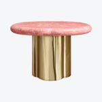 Table D’Appoint Eclipse Miroir Bronze Rose Framboise