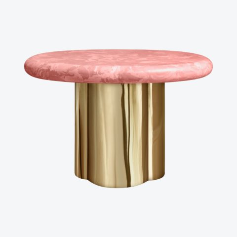 Eclipse Side Table Mirror Bronze Raspberry Pink