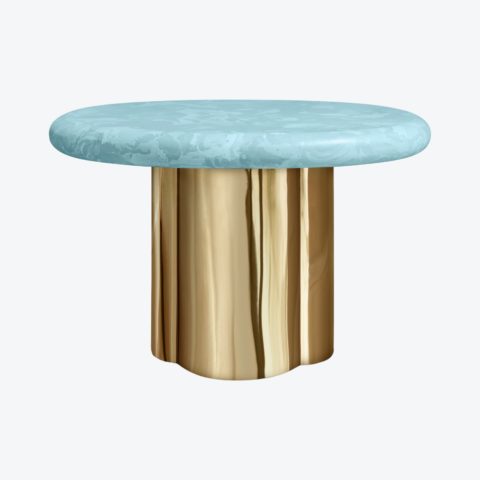Table D’Appoint Eclipse Miroir Bronze Bleu Ciel