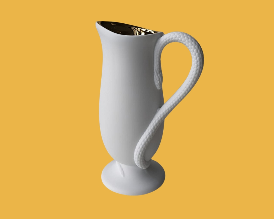 White Porcelain Jug with Gold