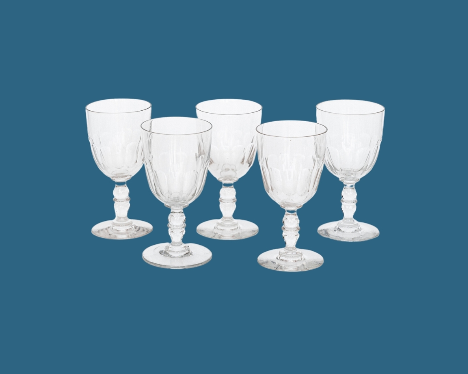 Set of 5 Lunéville Antique Wine Glasses
