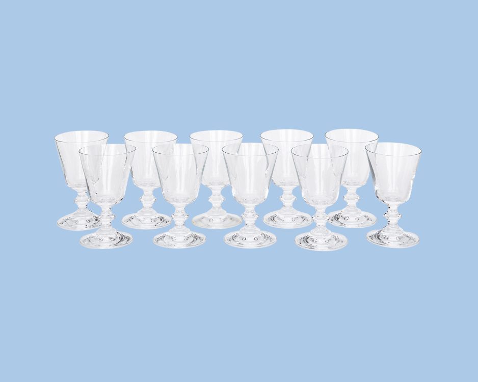 Set of 10 English Rose Wine Glasses