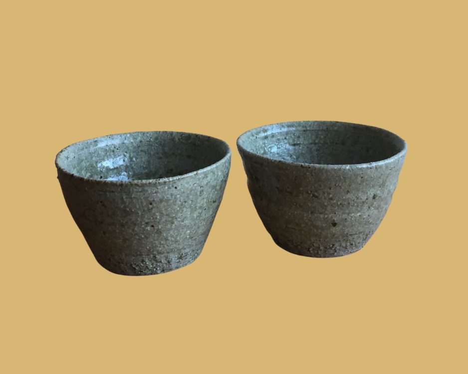 Set of 2 Ash-Glazed Goblets Shallow