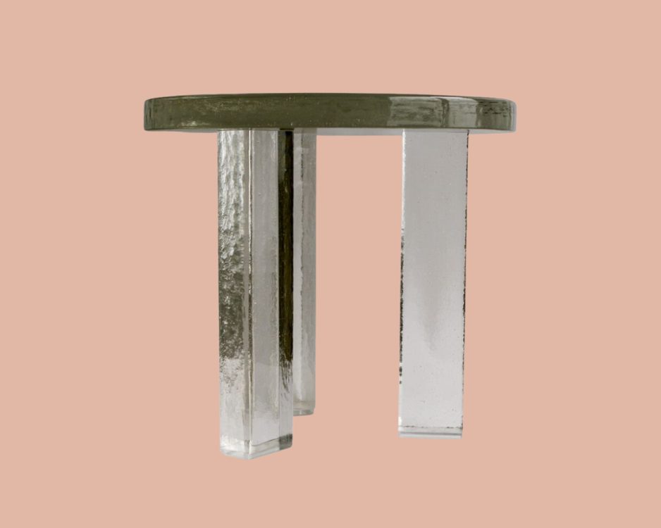 Seeded Cast Glass Side Table