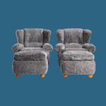 Paire de fauteuils et ottoman 1960