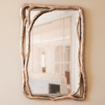 Large - Pink Gold Champagne Beech / Mercury Picket Effect Mirror