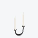 Bougeoir Alga Double en Patine Noire